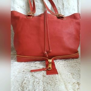 Chloe Stylist Coral Pebble Leather Tote